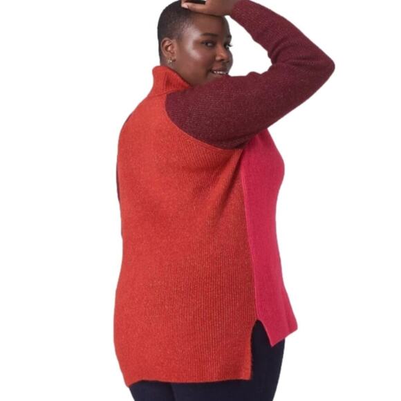 Lane Bryant Classic Turtleneck Colorblock Sweater in Very‎ Berry 22 24 3X New - Picture 5 of 11